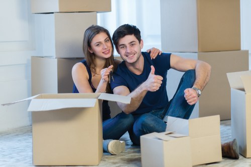 Moving boxes loaded into a removal truck showcasing efficient packing
